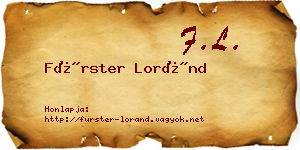 Fürster Loránd névjegykártya